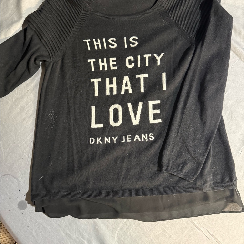 DKNY Black Sweater with Bold Text